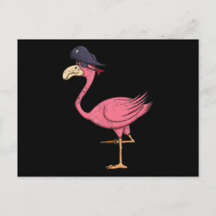 Carte Postale Faire-part Flamant rose rose Pirate Avec Eyepatch Halloween