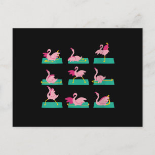 Carte Postale Faire-part Flamant rose Yoga Poses Méditation Exercice d'entr