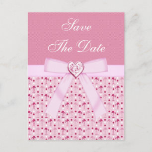 Carte Postale Faire-part Flamants roses roses Enregistrer le Mariage de dat