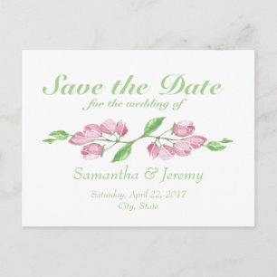 Carte Postale Faire-part Fleur de cerise d'aquarelle Enregistrer la date Fl