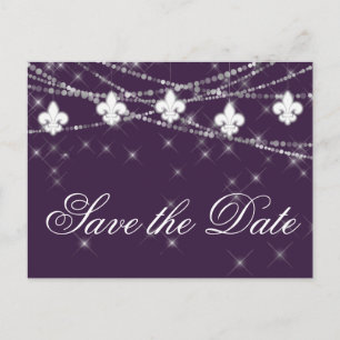 Carte Postale Faire-part Fleur de Lis Eggplant Lumières pourpres   Mariage 