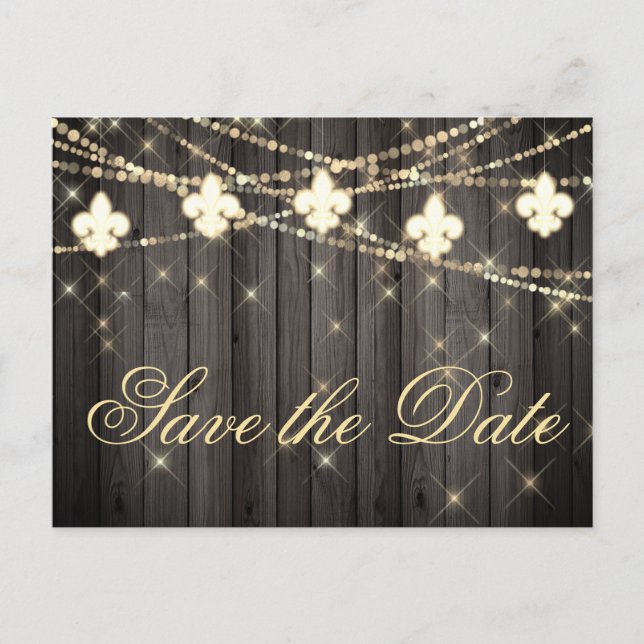 Carte Postale Faire-part Fleur de Lis Lumières Rustiques | Boho Chic Mariag (Devant)