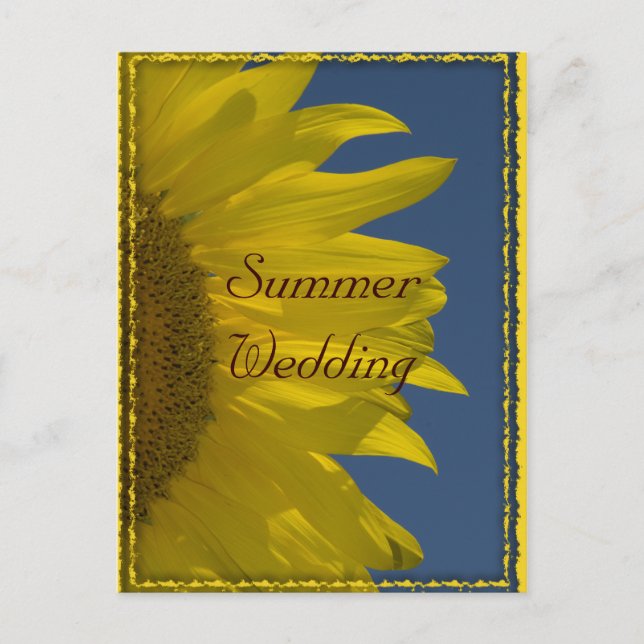 Carte Postale Faire-part Fleur de soleil verticale Mariage d'été Enregistre (Devant)