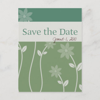 Carte Postale Faire-part Fleur de thé vert Enregistrer la date