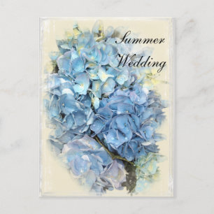 Carte Postale Faire-part Fleur d'hortensia bleu Mariage d'été Enregistrer l