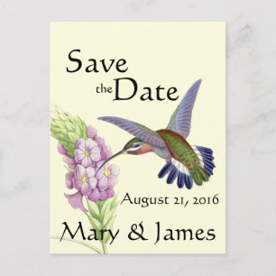 Carte Postale Faire-part Fleur d'oiseaux de colibri Sauvez la date