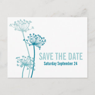 Carte Postale Faire-part Fleur graphique moderne Chervil turquoise enregist