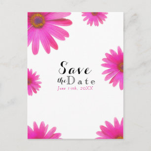 Carte Postale Faire-part Fleur marguerite rose Élégant Enregistrer la date