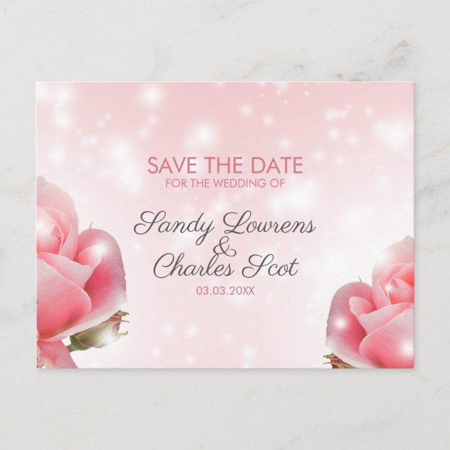 Carte Postale Faire-part Fleur rose (Devant)