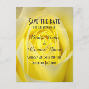 Carte Postale Faire-part Fleur rose jaune vif enregistrer la date