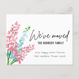 Carte Postale Faire-part Fleurs Aquarelles Bleues Et Roses Que Nous Avons D