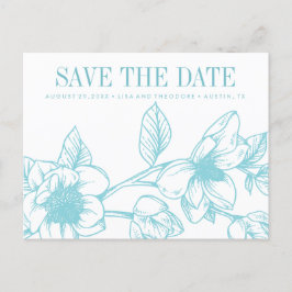 Carte Postale Faire-part Fleurs Chic Magnolia | bleu pâle | Enregistrer la