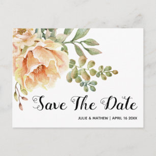 Carte Postale Faire-part Fleurs d'aquarelle mariage fleuri Enregistrer la d