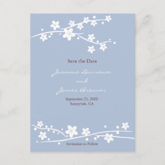 Carte Postale Faire-part Fleurs de cerisier bleues