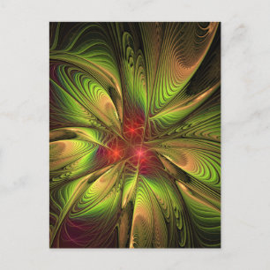 Carte Postale Faire-part Fleurs de fantaisie fractale douces et tendres