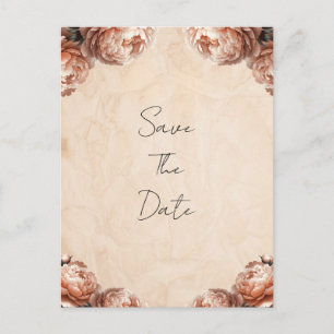 Carte Postale Faire-part Fleurs de Pivoine Pêche Enregistrer la Date Vintag