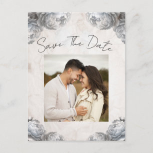 Carte Postale Faire-part Fleurs de pivoines blanches Vintage rustique Enreg