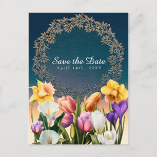 Carte Postale Faire-part Fleurs de printemps Floral Élégant Enregistrer la 