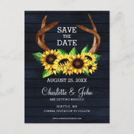 Carte Postale Faire-part Fleurs de soleil de marine bois pays chic mariage