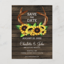 Carte Postale Faire-part fleurs de tournesol bois pays chic mariage