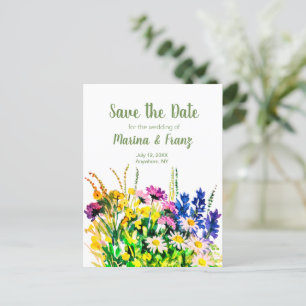 Carte Postale Faire-part Fleurs d'été sauvages sauver la date