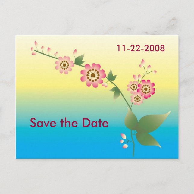 Carte Postale Faire-part Fleurs Enregistrer la date (Devant)