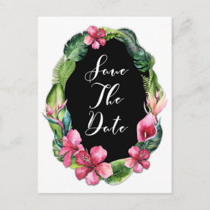Carte Postale Faire-part Fleurs et feuilles de jardin tropical Enregistrer