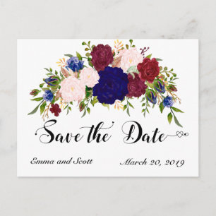 Carte Postale Faire-part Fleurs Florales de la marine bourguignonne Sauvez 