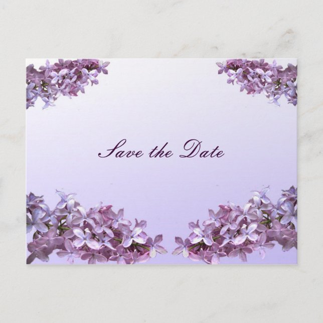 Carte Postale Faire-part Fleurs florales Lilac Enregistrer la date (Devant)