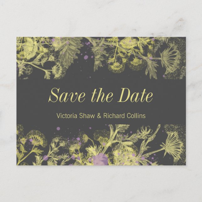 Carte Postale Faire-part Fleurs Jaunes Peintes (Devant)