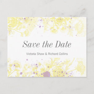 Carte Postale Faire-part Fleurs Jaunes Peintes