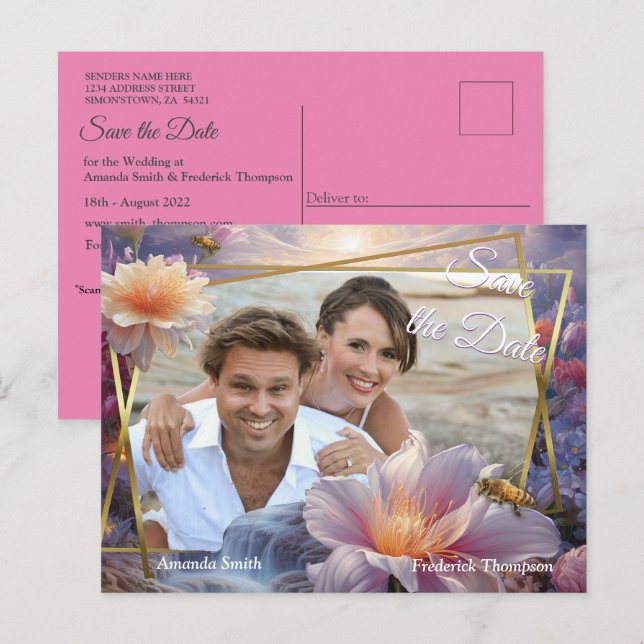Carte Postale Faire-part Fleurs mystiques du royaume surnaturel (Devant / Derrière)