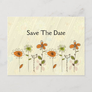Carte Postale Faire-part Fleurs orange abstrait et citron Enregistrer la da