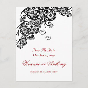 Carte Postale Faire-part Fleurs Paisley Élégant Vintage Chic Enregistrer la