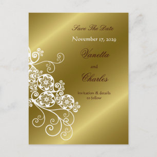 Carte Postale Faire-part Fleurs Paisley Élégant Vintage Chic Enregistrer la