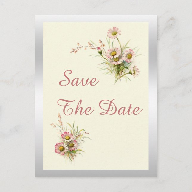 Carte Postale Faire-part Fleurs printanières chic 80e anniversaire Sauvegar (Devant)