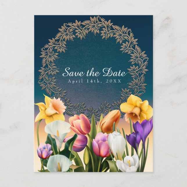 Carte Postale Faire-part Fleurs printanières Élégance florale Save the Date (Devant)