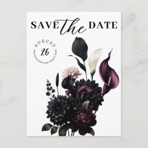Carte Postale Faire-part Fleurs Romantiques Sombres et Émouvantes pour un M