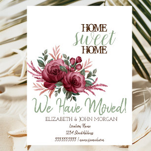 Carte Postale Faire-part Fleurs Roses Maison Douce Maison