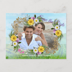 Carte Postale Faire-part Fleurs sauvages sur un ciel bleu