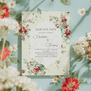 Carte Postale Faire-part Fleurs shabby chic Enregistrez la date