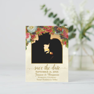 Carte Postale Faire-part Fleurs victoriennes avec photo Mariage Économisez 