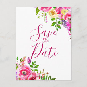 Carte Postale Faire-part Fleurs vives en rose audacieux printemps Enregistr