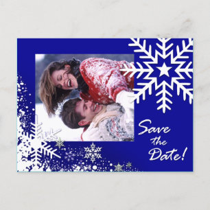 Carte Postale Faire-part Flocons de neige d'hiver Enregistrez la date (lapi