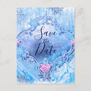 Carte Postale Faire-part Flocons de Neige Hiver Merveilleux Enregistrer la 