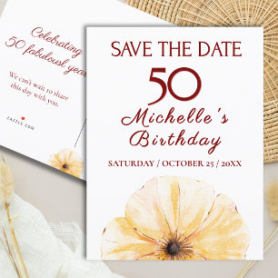 Carte Postale Faire-part Floral 50th Birthday - Elégant design de fleurs ja