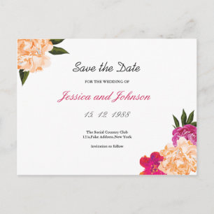 Carte Postale Faire-part Floral Enregistrer la date PostCard