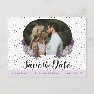 Carte Postale Faire-part Floral Lilac & Lavender Photo personnalisée Enregi