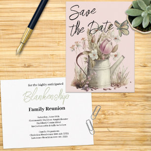 Carte Postale Faire-part Floral Rustique Enregistrer La Date Réunion Famili