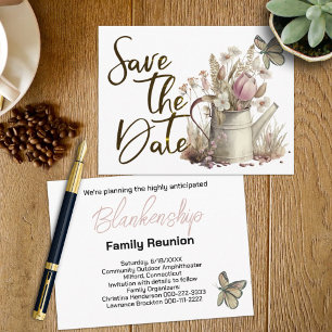 Carte Postale Faire-part Floral Rustique Enregistrer La Date Réunion Famili